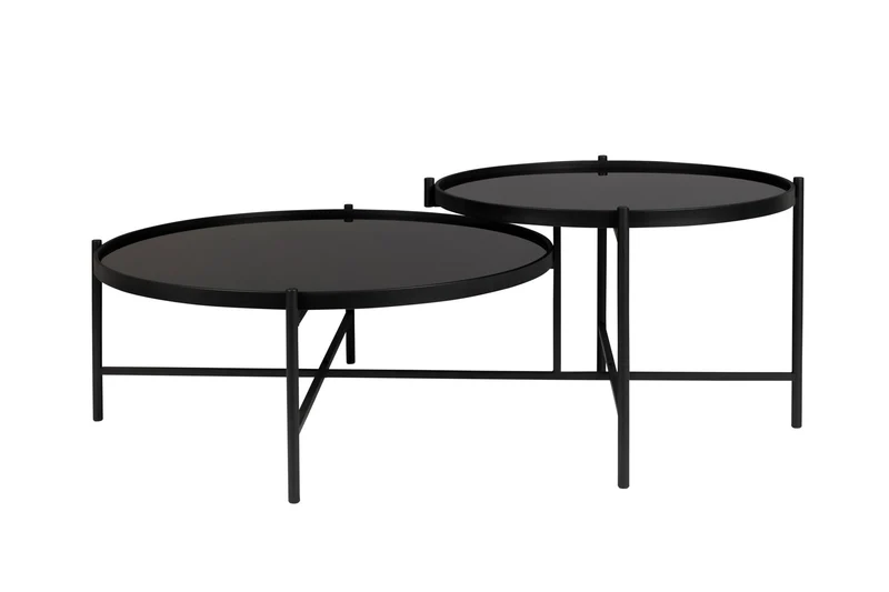 White Label Living Couchtisch Li – Schwarz, Glas, 122 × 82 × 43 cm