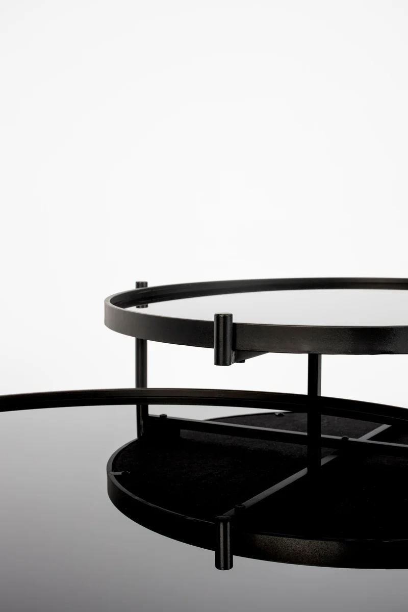 White Label Living Couchtisch Li – Schwarz, Glas, 122 × 82 × 43 cm