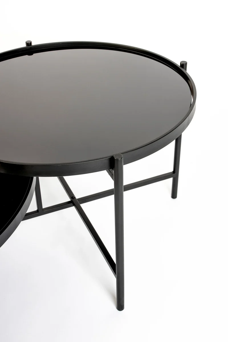 White Label Living Couchtisch Li – Schwarz, Glas, 122 × 82 × 43 cm