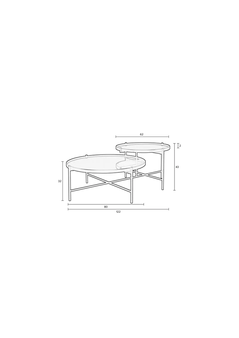 White Label Living Couchtisch Li – Schwarz, Glas, 122 × 82 × 43 cm