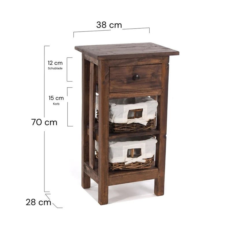 TELEFONTISCH "RATTAN 70" | 70x38x28cm (HxBxT), Mahagoni | Farbe: 03 dunkelbraun