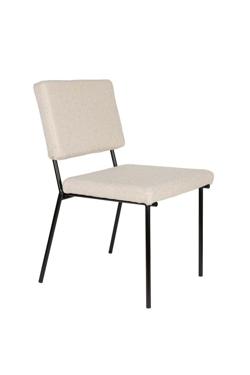 Zuiver Stuhl Fellow – Off-White, Polyester, 60 × 47,5 × 85 cm, 2er-Set