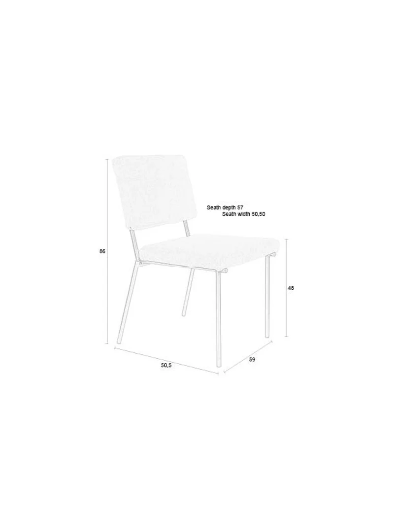 Zuiver Stuhl Fellow – Off-White, Polyester, 60 × 47,5 × 85 cm, 2er-Set
