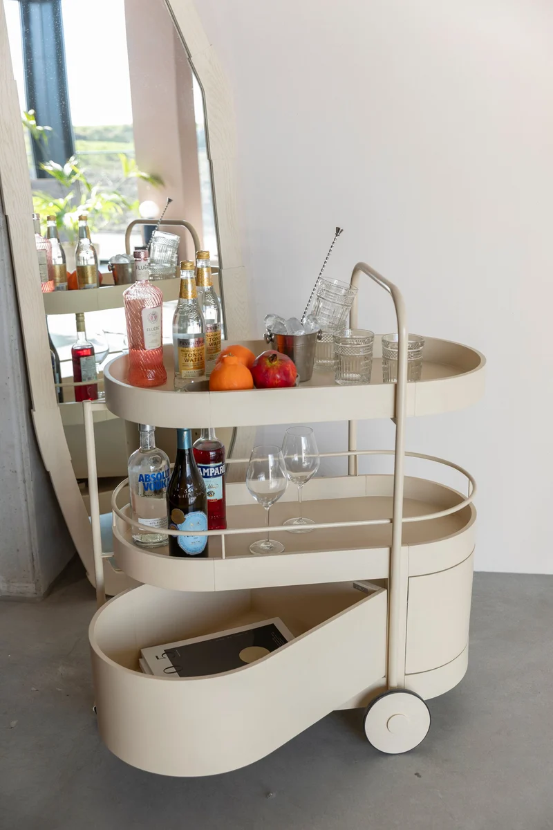 Zuiver Tisch Trolley Wim – Beige, Stahl, 53 × 85 × 98 cm