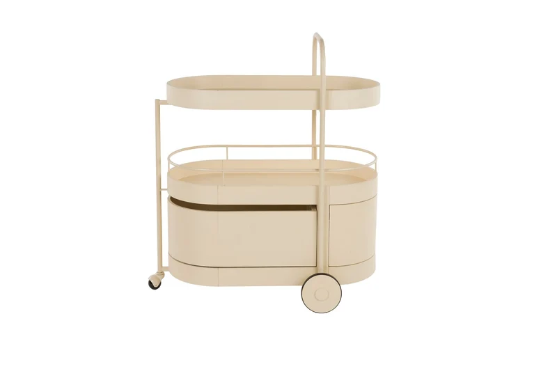 Zuiver Tisch Trolley Wim – Beige, Stahl, 53 × 85 × 98 cm
