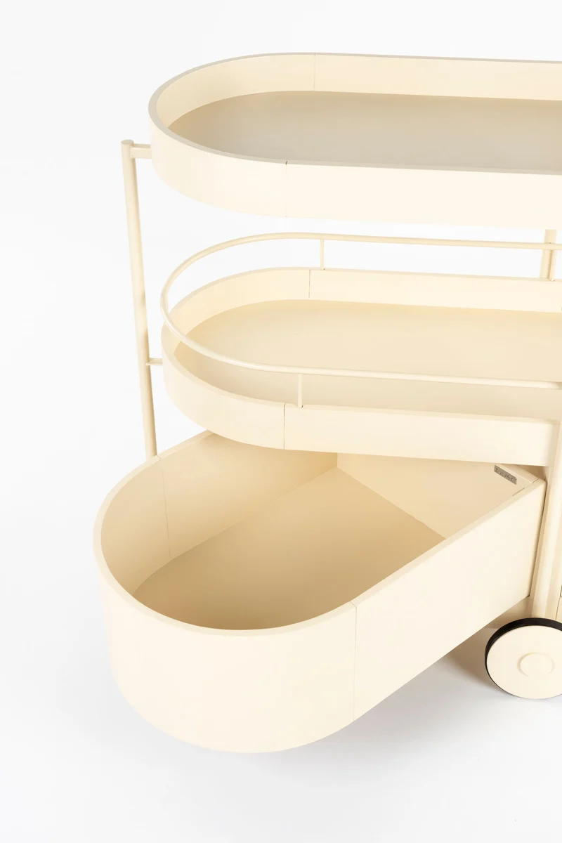 Zuiver Tisch Trolley Wim – Beige, Stahl, 53 × 85 × 98 cm