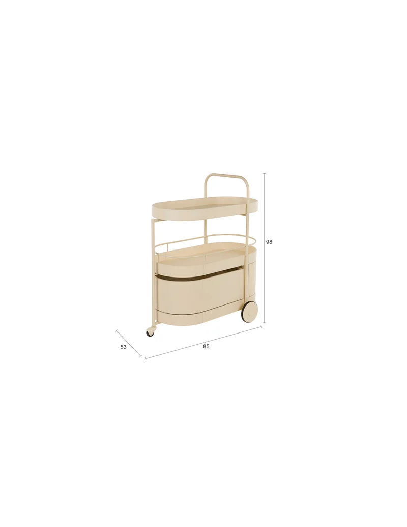 Zuiver Tisch Trolley Wim – Beige, Stahl, 53 × 85 × 98 cm