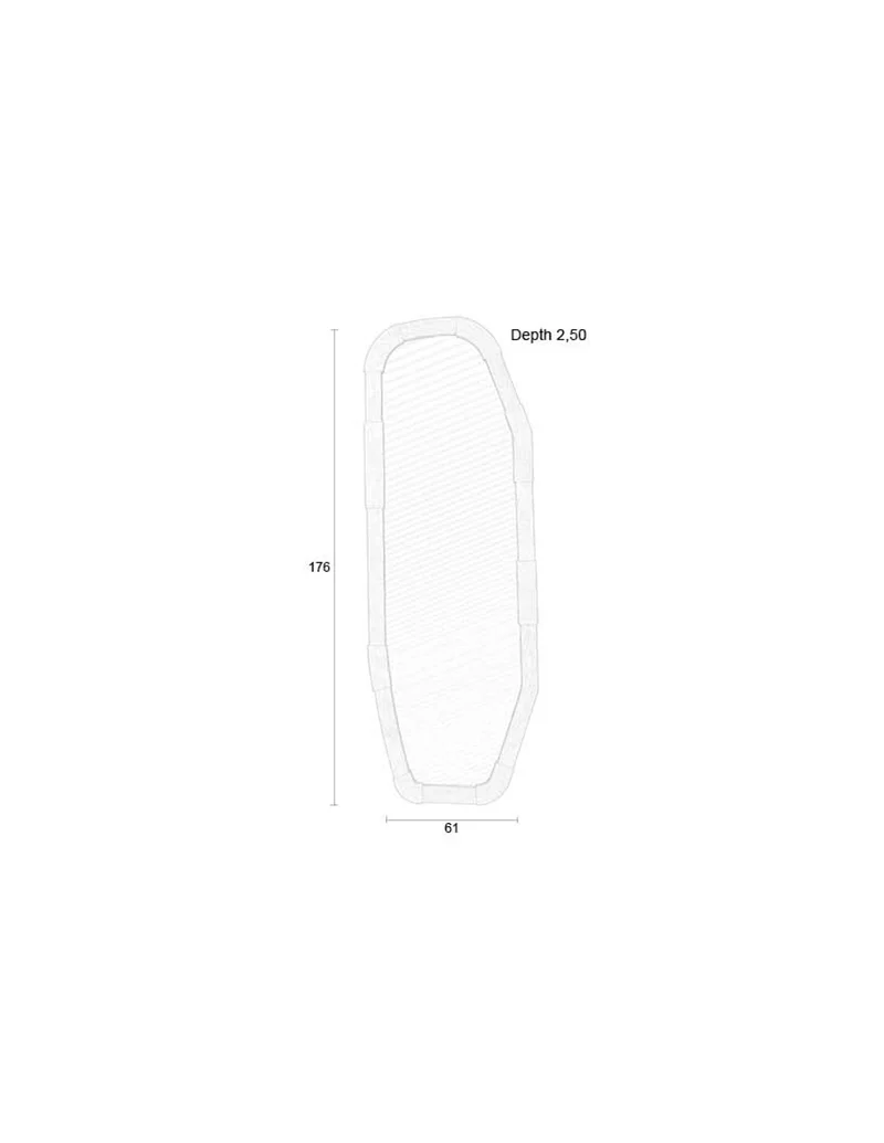 Zuiver Spiegel Reverse – Beige, Massives Eichenholz, 2,5 × 61 × 176 cm