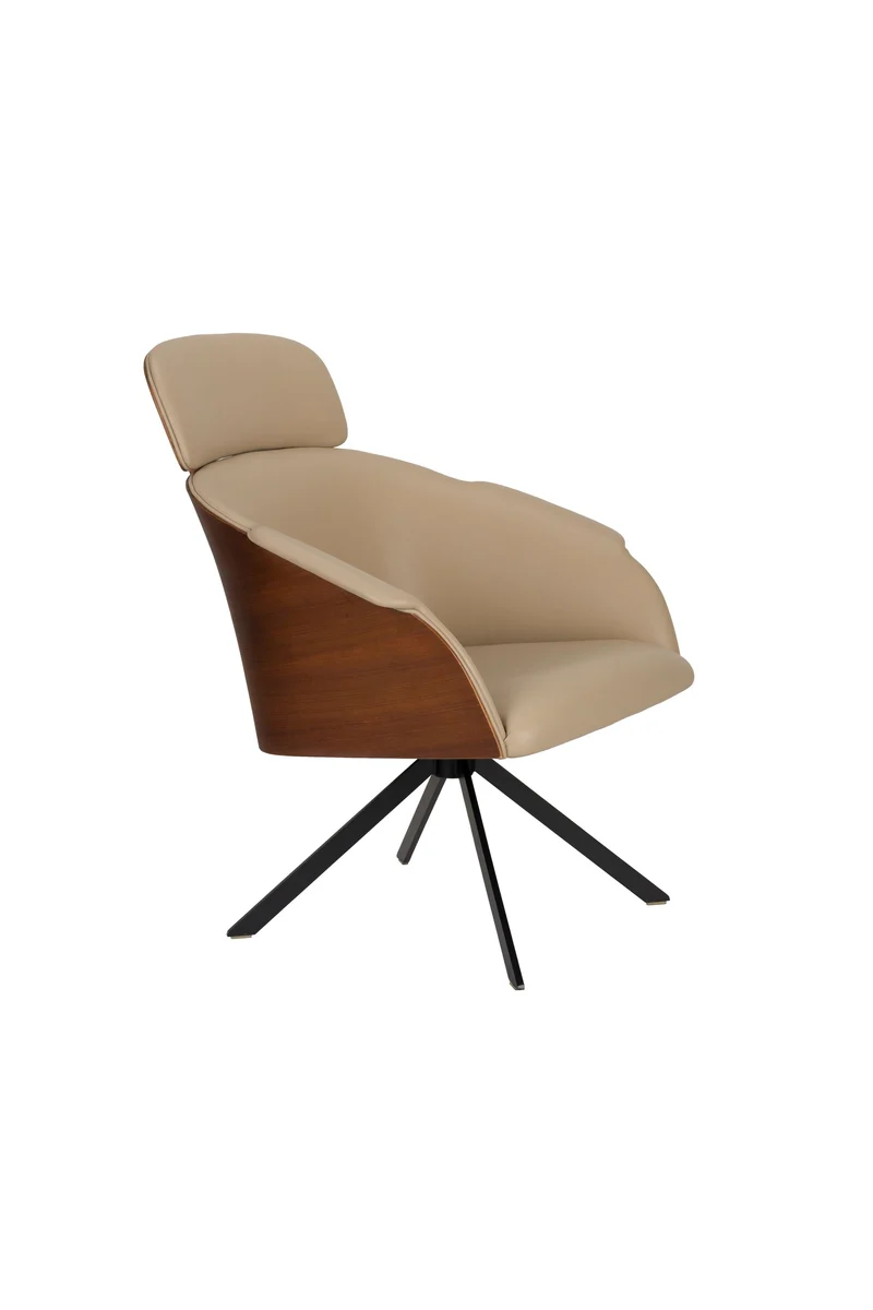 Zuiver Loungesessel Frie – Beige, Nussbaumfurnier, 71 × 71 × 86 cm