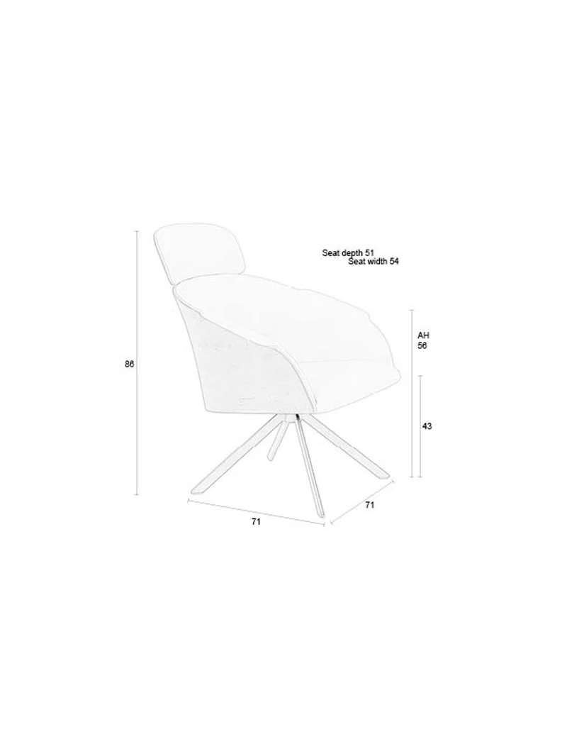 Zuiver Loungesessel Frie – Beige, Nussbaumfurnier, 71 × 71 × 86 cm