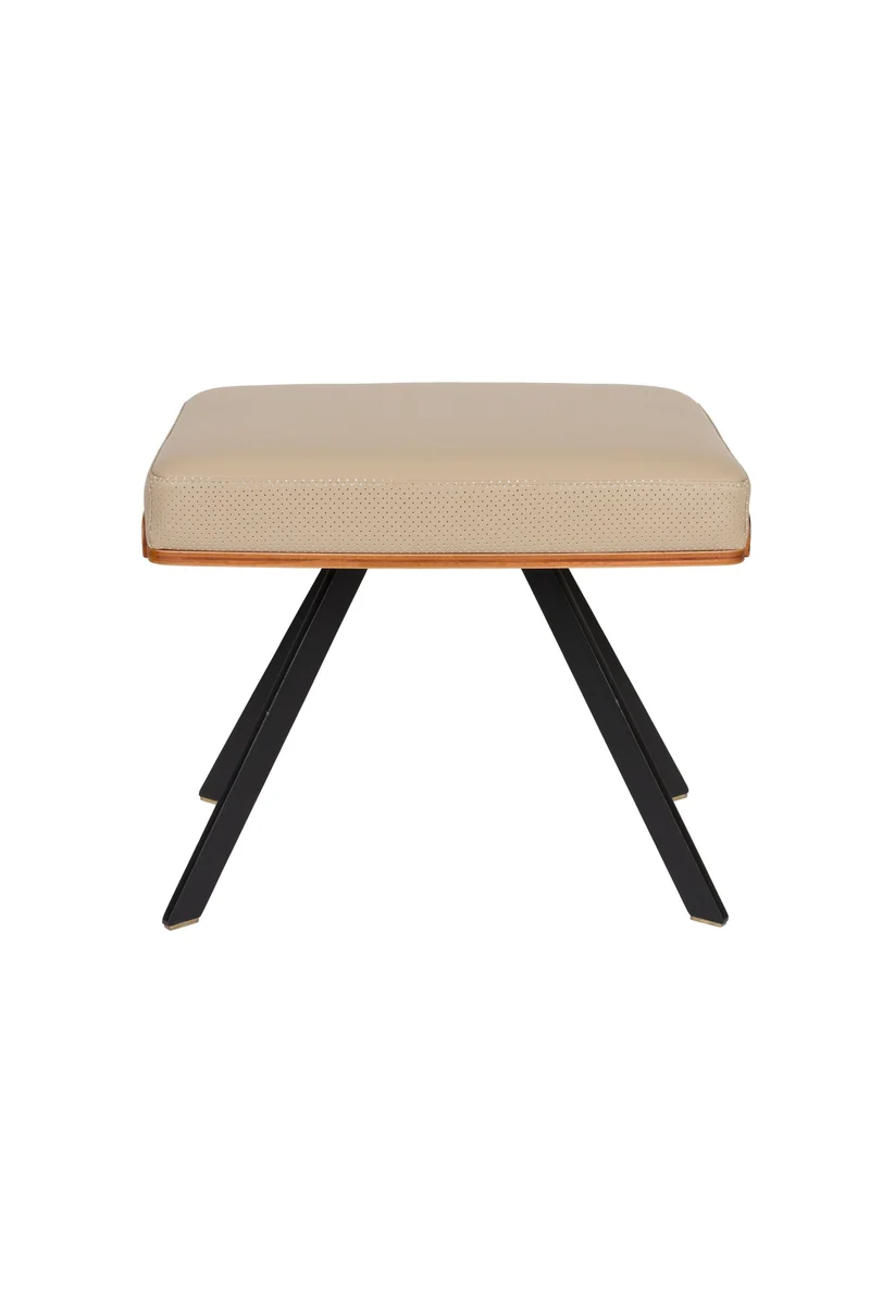Zuiver Hocker Frie – Beige, PU-Kunstleder, 39 × 48,5 × 39 cm