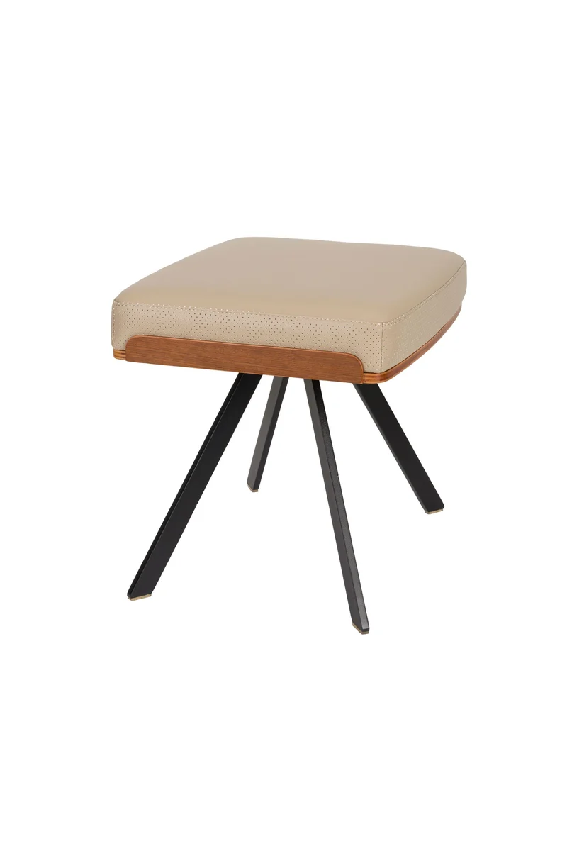 Zuiver Hocker Frie – Beige, PU-Kunstleder, 39 × 48,5 × 39 cm