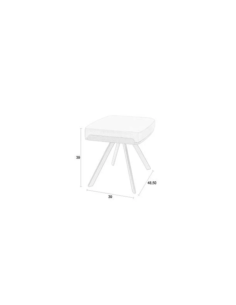 Zuiver Hocker Frie – Beige, PU-Kunstleder, 39 × 48,5 × 39 cm