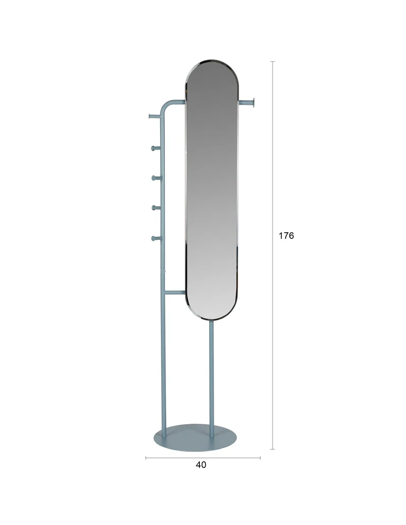 Zuiver Spiegel Standing Vero – Blau, Stahl, 49 × 40 × 179 cm
