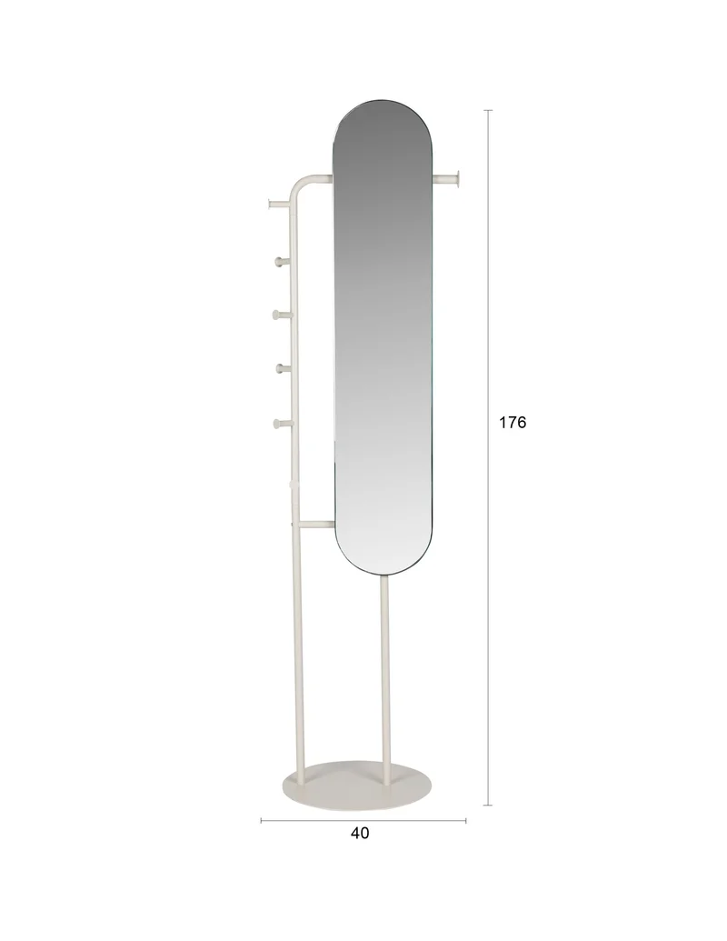 Zuiver Spiegel Standing Vero – Beige, Stahl, 49 × 40 × 179 cm