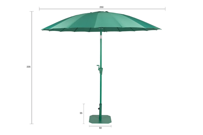 Zuiver Wohnaccessoire Sunbrella Sunshine Set Desert Sage – Grün, Polyester, 250 × 250 × 235 cm