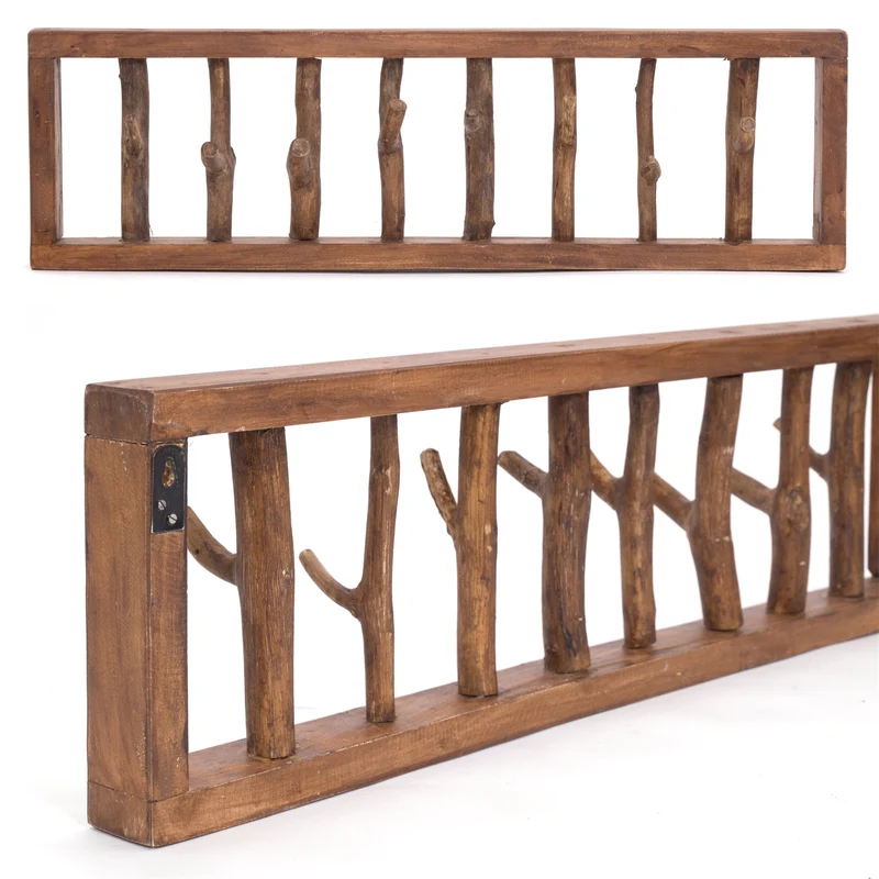 WANDGARDEROBE TREIBHOLZ UNIKAT | 80x22cm (BxH), Garderobe, Hakenleiste mit Ästen | Farbe: 01 natur-vintage