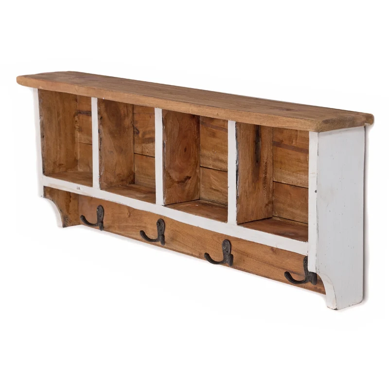 RUSTIKALE WANDGARDEROBE mit Fächern "VINTAGE 70" | 70x27x11cm(BxHxT) | Farbe: 06 weiß-landhaus