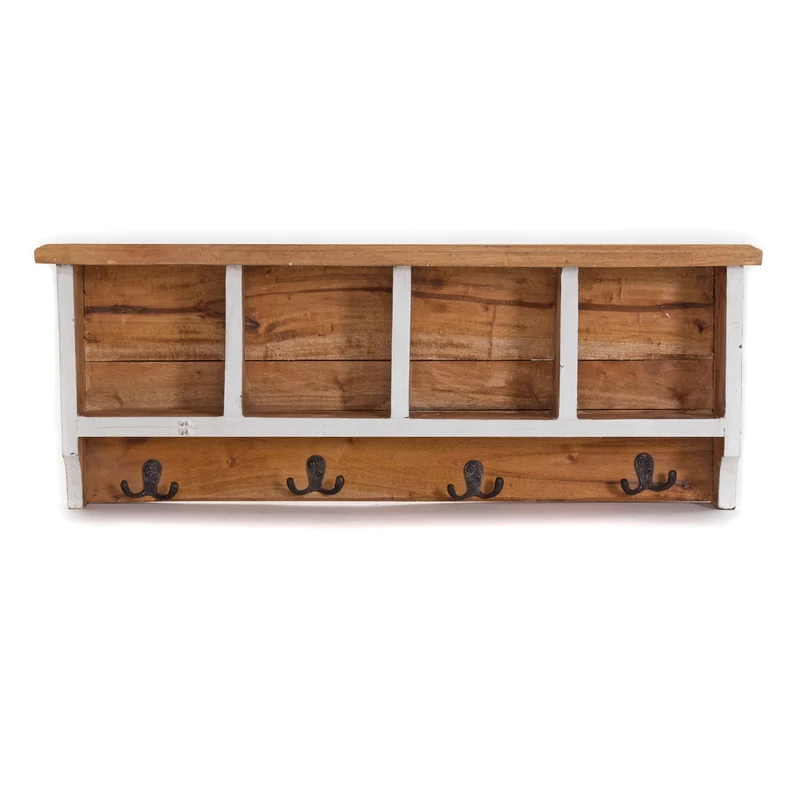 RUSTIKALE WANDGARDEROBE mit Fächern "VINTAGE 70" | 70x27x11cm(BxHxT) | Farbe: 06 weiß-landhaus