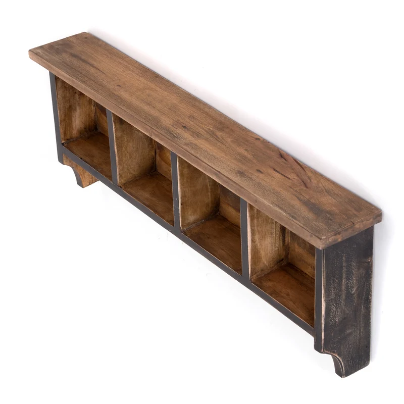 RUSTIKALE WANDGARDEROBE mit Fächern "VINTAGE 70" | 70x27x11cm(BxHxT) | Farbe: 04 schwarz-natur
