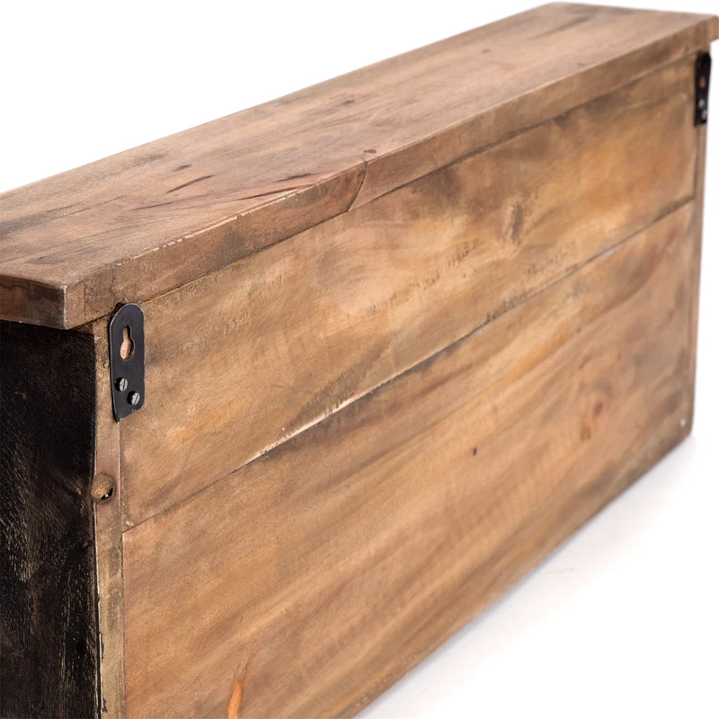 RUSTIKALE WANDGARDEROBE mit Fächern "VINTAGE 70" | 70x27x11cm(BxHxT) | Farbe: 04 schwarz-natur