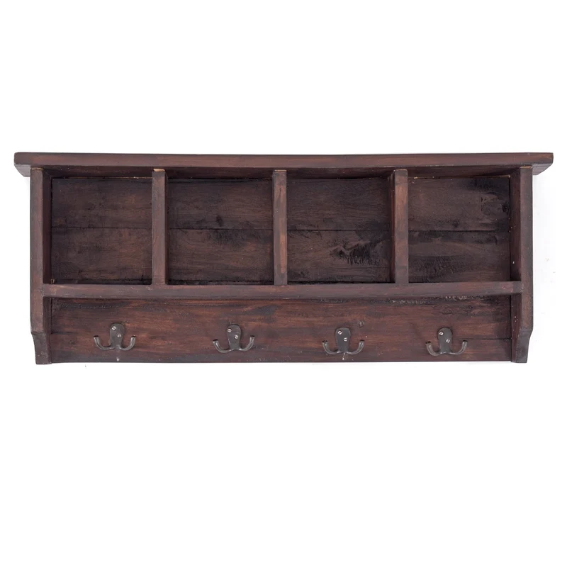 RUSTIKALE WANDGARDEROBE mit Fächern "VINTAGE 70" | 70x27x11cm(BxHxT) | Farbe: 03 dunkelbraun