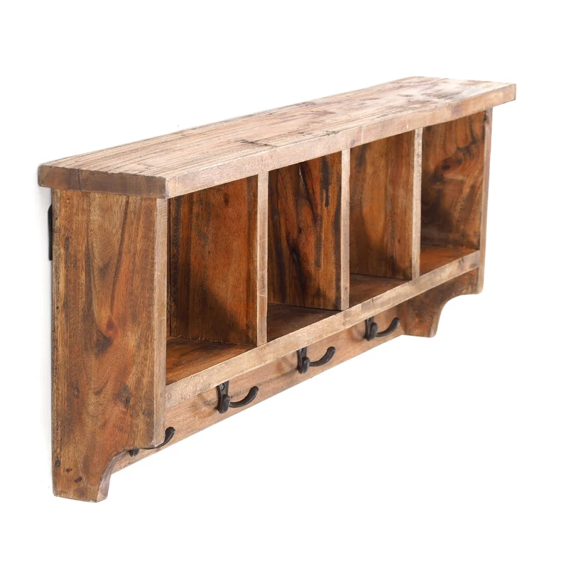 RUSTIKALE WANDGARDEROBE mit Fächern "VINTAGE 70" | 70x27x11cm(BxHxT) | Farbe: 01 natur-vintage