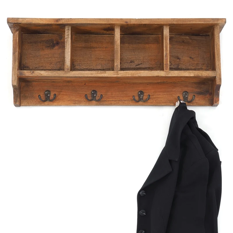 RUSTIKALE WANDGARDEROBE mit Fächern "VINTAGE 70" | 70x27x11cm(BxHxT) | Farbe: 01 natur-vintage