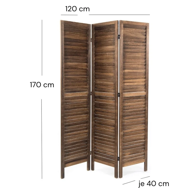 RAUMTEILER "COTTAGE" | 3-teilig, Holz | Paravent | Farbe: braun
