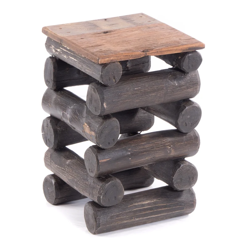 HOCKER "BLOCK 38" | 30x30x39cm (BxTxH), Altholz Teak | Sitzhocker | Farbe: 04 schwarz-natur