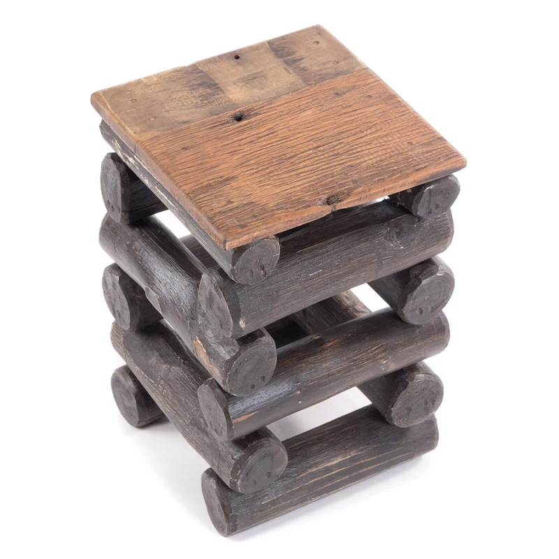 HOCKER "BLOCK 38" | 30x30x39cm (BxTxH), Altholz Teak | Sitzhocker | Farbe: 04 schwarz-natur