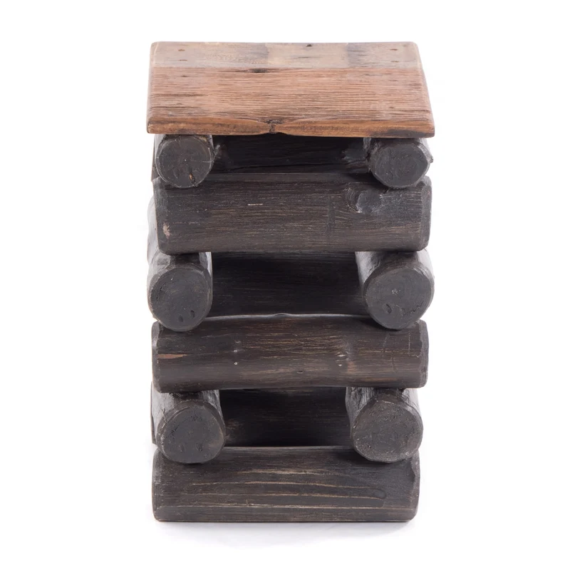 HOCKER "BLOCK 38" | 30x30x39cm (BxTxH), Altholz Teak | Sitzhocker | Farbe: 04 schwarz-natur