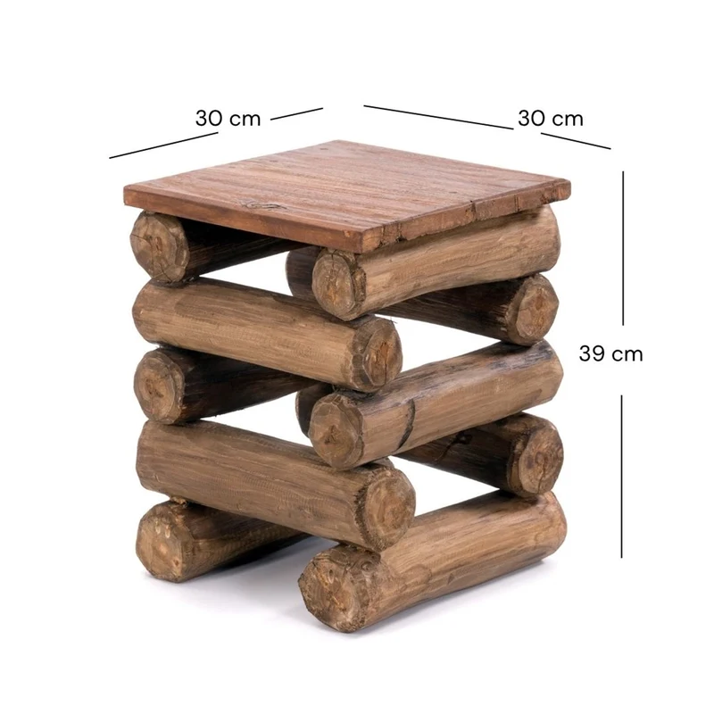HOCKER "BLOCK 38" | 30x30x39cm (BxTxH), Altholz Teak | Sitzhocker | Farbe: 01 natur-vintage