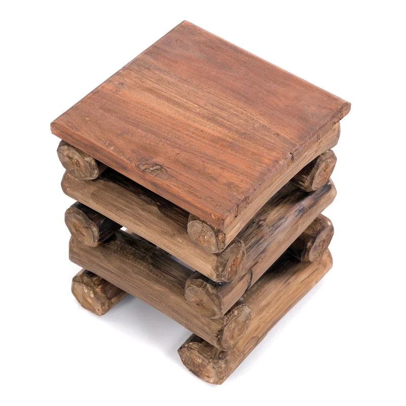 HOCKER "BLOCK 38" | 30x30x39cm (BxTxH), Altholz Teak | Sitzhocker | Farbe: 01 natur-vintage