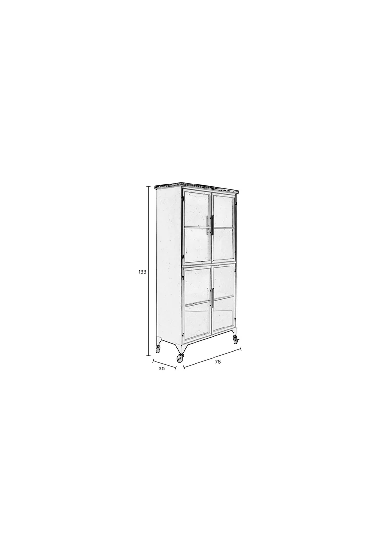 White Label Living Schrank Ferre L – 76 × 35 × 133 cm