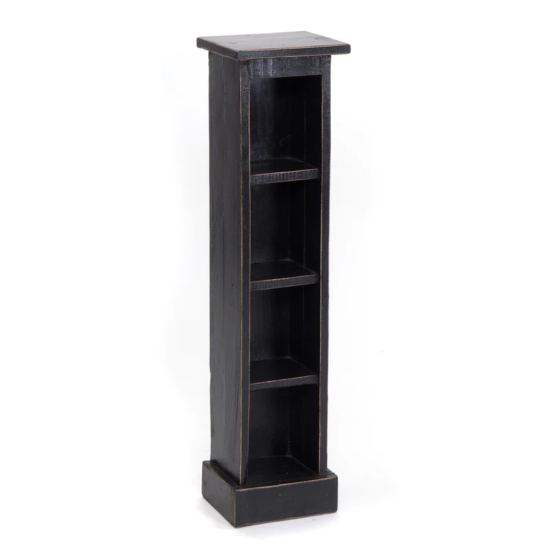 HOLZ CD REGAL "CD TOWER" | 76cm(H), Holzregal, CD Rack mit 4 Fächern | Farbe: 09 voodoo - schwarz