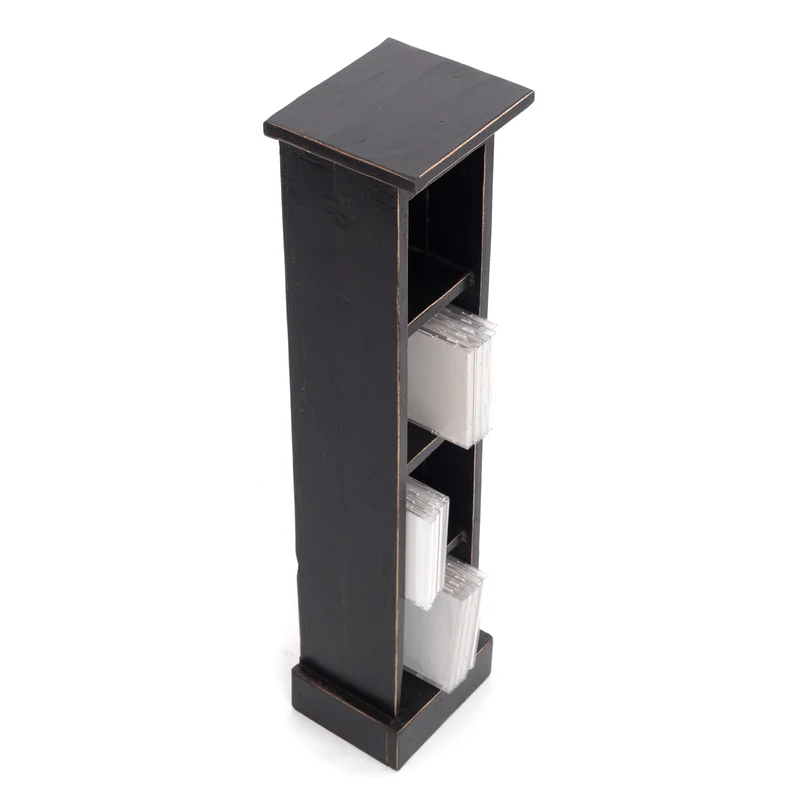 HOLZ CD REGAL "CD TOWER" | 76cm(H), Holzregal, CD Rack mit 4 Fächern | Farbe: 09 voodoo - schwarz