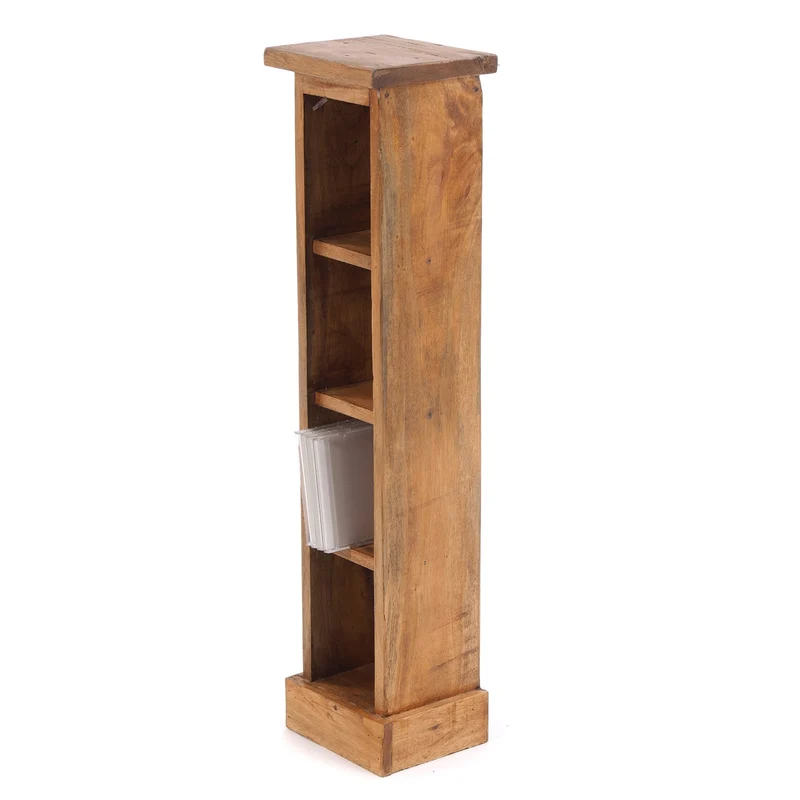 HOLZ CD REGAL "CD TOWER" | 76cm(H), Holzregal, CD Rack mit 4 Fächern | Farbe: 08 honigfarben gewachst