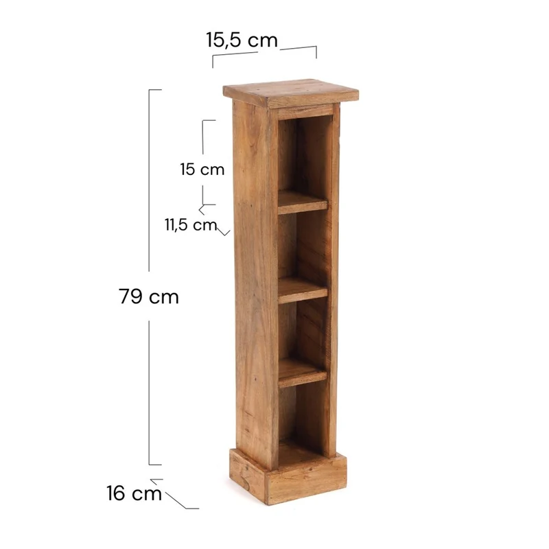 HOLZ CD REGAL "CD TOWER" | 76cm(H), Holzregal, CD Rack mit 4 Fächern | Farbe: 08 honigfarben gewachst