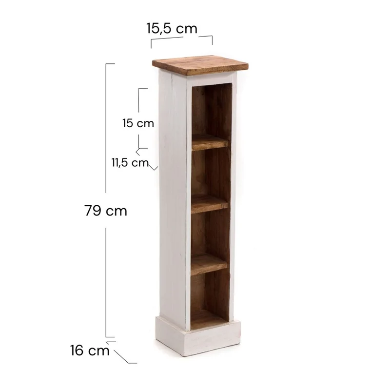 HOLZ CD REGAL "CD TOWER" | 76cm(H), Holzregal, CD Rack mit 4 Fächern | Farbe: 06 weiß-landhaus