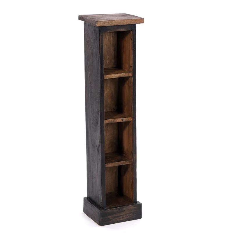 HOLZ CD REGAL "CD TOWER" | 76cm(H), Holzregal, CD Rack mit 4 Fächern | Farbe: 04 schwarz-natur