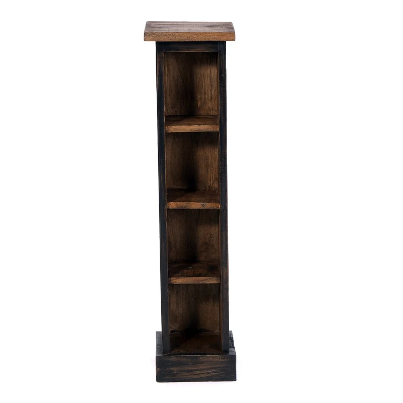 HOLZ CD REGAL "CD TOWER" | 76cm(H), Holzregal, CD Rack mit 4 Fächern | Farbe: 04 schwarz-natur