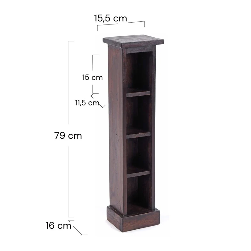 HOLZ CD REGAL "CD TOWER" | 76cm(H), Holzregal, CD Rack mit 4 Fächern | Farbe: 03 dunkelbraun