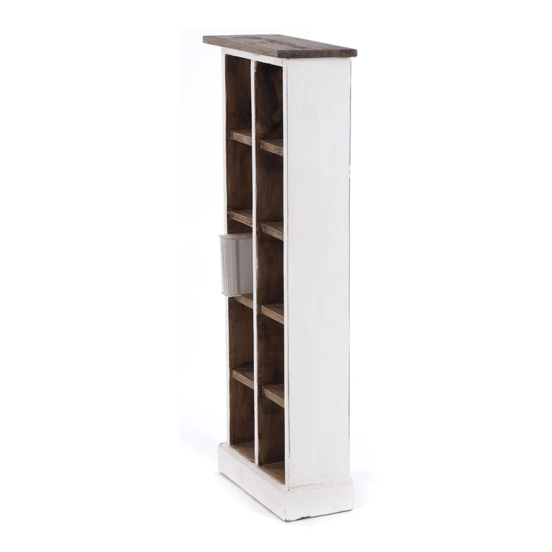 RUSTIKALES CD & BÜCHERREGAL NATURE | 94x36cm(HxB) Holzregal 10 Fächer | Farbe: 06 weiß-landhaus