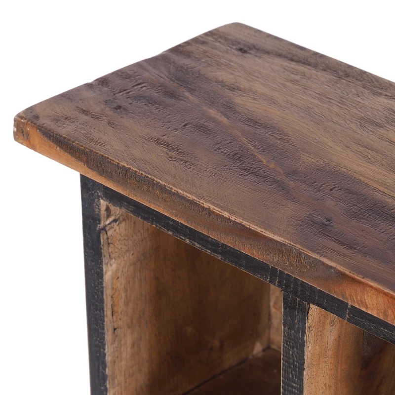 RUSTIKALES CD & BÜCHERREGAL NATURE | 94x36cm(HxB) Holzregal 10 Fächer | Farbe: 04 schwarz-natur