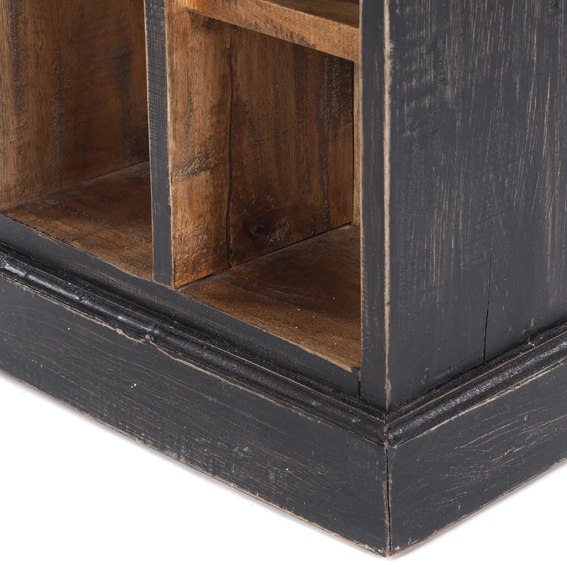 RUSTIKALES CD & BÜCHERREGAL NATURE | 94x36cm(HxB) Holzregal 10 Fächer | Farbe: 04 schwarz-natur