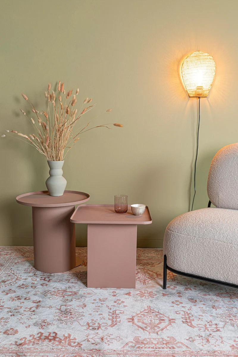 White Label Living Beistelltisch Sverre Rund Rose – Pink, Metall, 45,5 × 45,5 × 45 cm