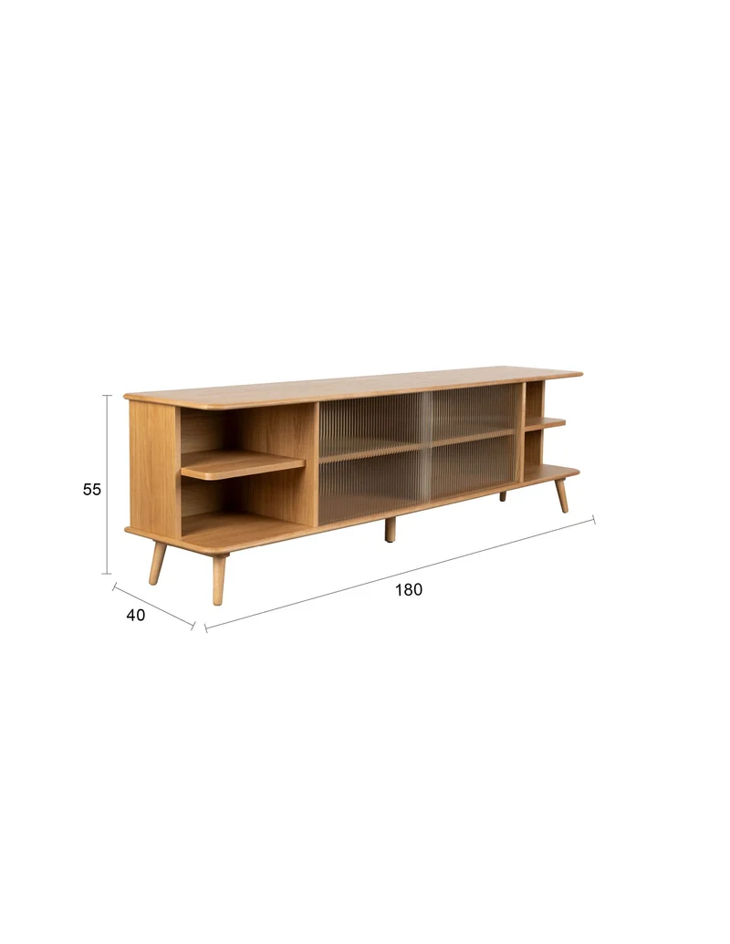 Zuiver Sideboard Rise Large – Natur, Eichenfurnier, 40 × 180 × 55 cm