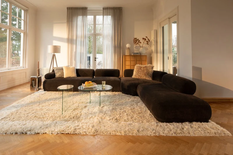Zuiver Sofa Rembrandt 7,5-Sitzer links – Dunkelbraun, Polyester, 594 × 68 cm