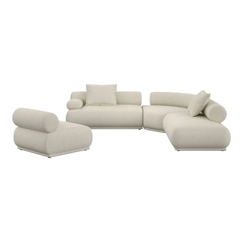 Zuiver Sofa Rembrandt 7,5-Sitzer links – Beige, Polyester, 594 × 68 cm